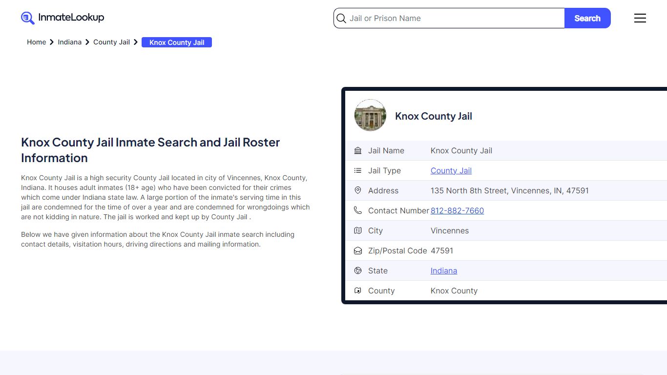 Knox County Jail Inmate Search - Vincennes Indiana - Inmate Lookup